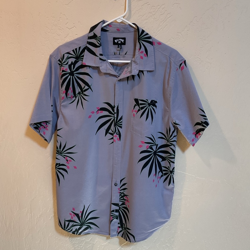 Billabong Gray Tropical Print Shirt medium